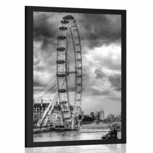 Plakat wyjątkowy Londyn i Tamiza w czerni i bieli obraz