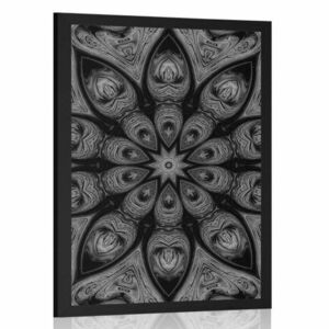 Plakat hipnotyczna Mandala w czarno-białym kolorze obraz