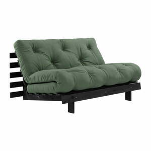 Sofa rozkładana z zielonym obiciem Karup Design Roots Black/Olive Green obraz