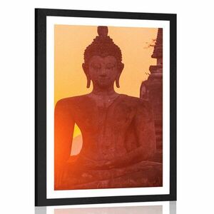 Plakat z passe-partout Posąg Buddy pośrodku kamieni obraz