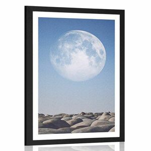 Plakat z passe-partout złożone kamienie w świetle księżyca obraz