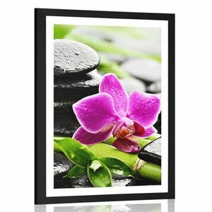 Plakat z passe-partout wellness martwa natura z fioletową orchideą obraz