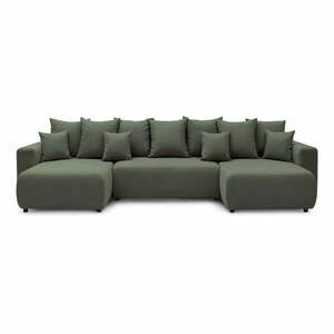 Zielona sofa rozkładana w kształcie litery U Envy – Bobochic Paris obraz