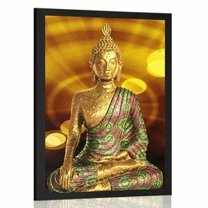 Plakat Posąg Buddy z abstrakcyjnym tłem obraz