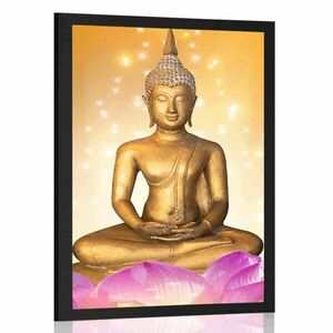 Plakat posąg Buddy na kwiecie lotosu obraz