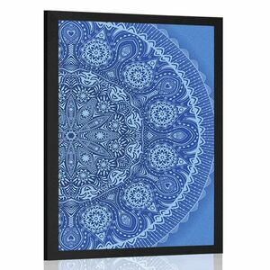 Plakat ozdobna mandala z koronką w kolorze niebieskim obraz