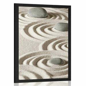 Plakat Kamienie Zen w piaszczystych kręgach obraz