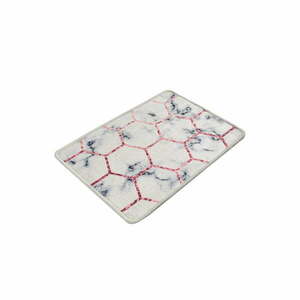 Biało-szary dywanik łazienkowy 60x40 cm Honeycomb − Foutastic obraz