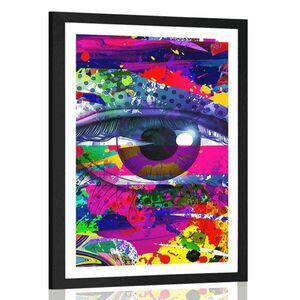 Plakat z passe-partout ludzkie oko w stylu pop art obraz