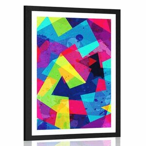 Plakat z passe-partout geometryczny wzór z efektem grunge obraz