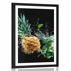 Plakat z passe-partout owoce organiczne i warzywa obraz