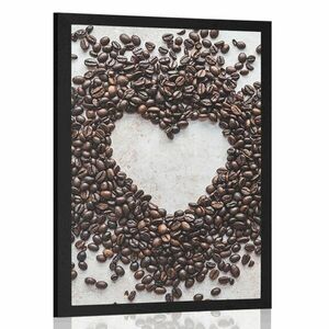 Plakat serce z ziaren kawy obraz