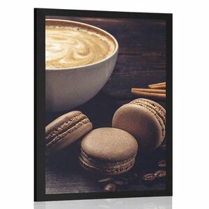 Plakat kawa z czekoladowymi makaronikami obraz