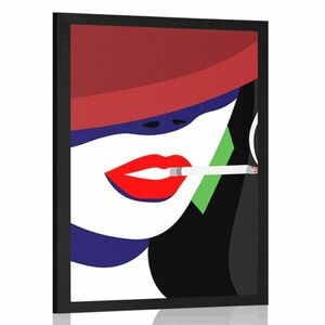 Plakat kobieta w kapeluszu w stylu pop-art obraz
