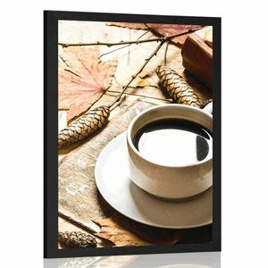 Plakat filiżanka kawy w jesiennym nastroju obraz
