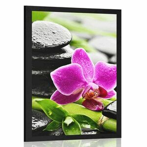 Plakat wellness martwa natura z fioletową orchideą obraz