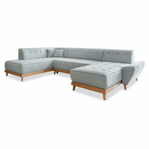 Jasnoszara rozkładana sofa w kształcie litery "U" Miuform Dazzling Daisy, lewostronna obraz