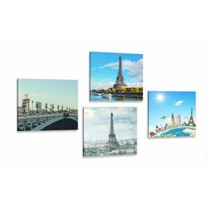 Zestaw obrazów widok na Wieżę Eiffla w Paryżu obraz