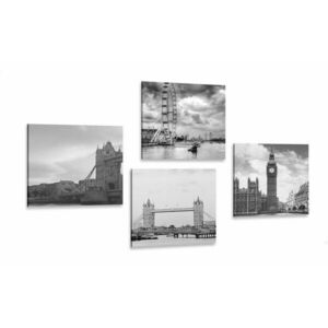 Zestaw obrazów tajemniczy Londyn w wersji czarno-białej obraz