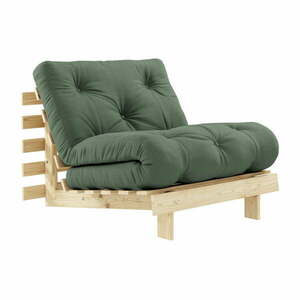 Fotel rozkładany z zielonym obiciem Karup Design Roots Raw/Olive Green obraz