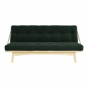 Sofa rozkładana ze sztruksową tapicerką Karup Design Folk Raw/Dark Green obraz