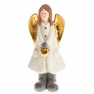 Biała ceramiczna figurka anioła Dakls, wys. 17 cm obraz