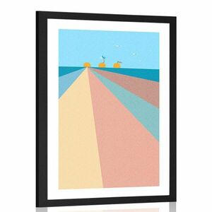 Plakat z passepartout wesoła kolorowa plaża obraz