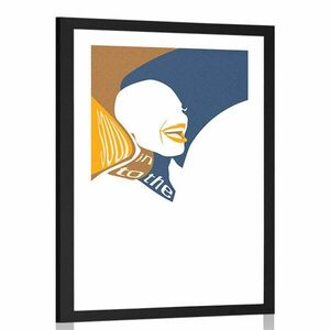 Plakat z passepartout sylwetka kobiety z napisem obraz