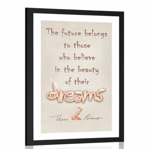 Plakat z passepartout motywacyjny cytat o marzeniach - Eleanor Roosevelt obraz