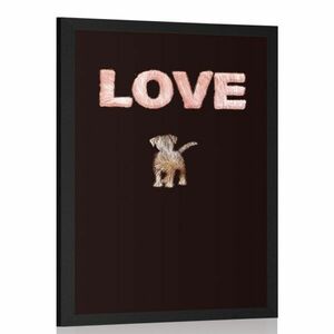 Plakat pies z napisem Love obraz