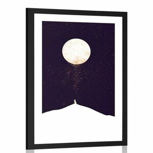 Plakat passepartout zwierzę pod pełnią księżyca obraz