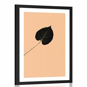 Plakat passepartout tajemniczy czarny liść obraz
