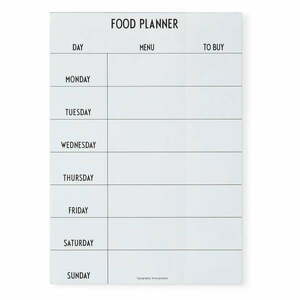 Biały tygodniowy planer posiłków Design Letters Food obraz