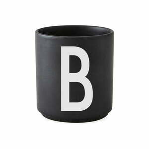 Czarny porcelanowy kubek Design Letters Alphabet B, 250 ml obraz
