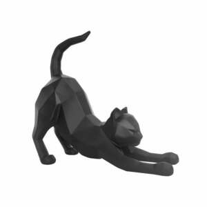 Matowa czarna figurka PT LIVING Origami Stretching Cat, wys. 30, 5 cm obraz