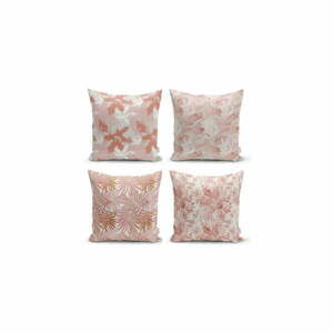 Zestaw 4 dekoracyjnych poszewek na poduszki Minimalist Cushion Covers Pink Leaves, 45x45 cm obraz