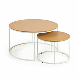 Okrągłe stoliki z blatem w dekorze dębu zestaw 2 szt. ø 80 cm Yona − Kave Home obraz