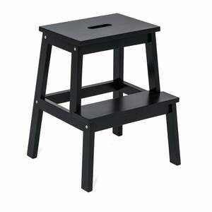 Czarny stołek z drewna kauczukowego ze schodkiem Corg – Bonami Selection obraz