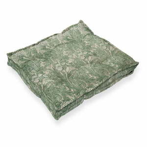Zielona poduszka na krzesło z domieszką lnu Tierra Bella Green Flowers, 37x37 cm obraz
