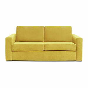 Musztardowożółta sztruksowa sofa rozkładana Scandic Elbeko obraz
