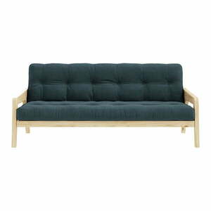 Ciemnozielona sofa rozkładana ze sztruksową tapicerką Karup Design Grab Raw/Pale Blue obraz