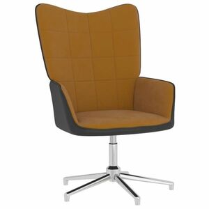 vidaXL Fotel brązowy, aksamit i PVC obraz