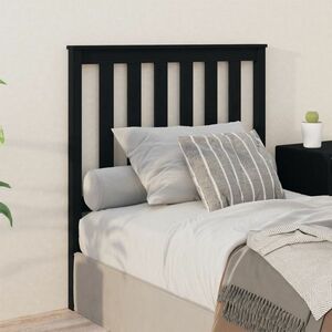 vidaXL Wezgłowie łóżka, czarne, 96x6x101 cm, lite drewno sosnowe obraz