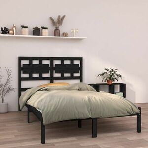 vidaXL Rama łóżka, czarna, 120x200 cm, lite drewno obraz