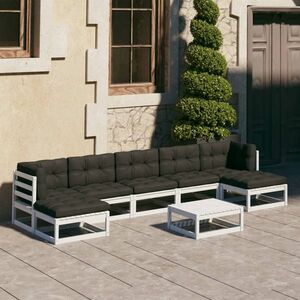 vidaXL 8-cz. zestaw wypoczynkowy do ogrodu, z poduszkami, biała sosna obraz