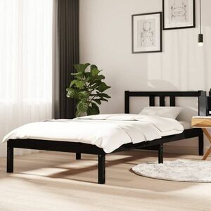 vidaXL Rama łóżka, czarna, 90x190 cm, pojedyncza, lite drewno obraz