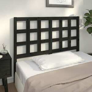 vidaXL Wezgłowie łóżka, czarne, 125, 5x4x100 cm, lite drewno sosnowe obraz