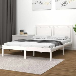 vidaXL Rama łóżka, biała, 200 x 200 cm, lite drewno obraz