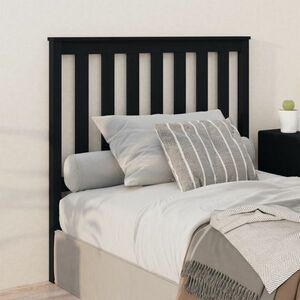 vidaXL Wezgłowie łóżka, czarne, 106x6x101 cm, lite drewno sosnowe obraz