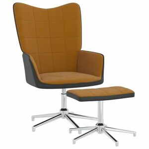 vidaXL Fotel z podnóżkiem, brązowy, aksamit i PVC obraz
